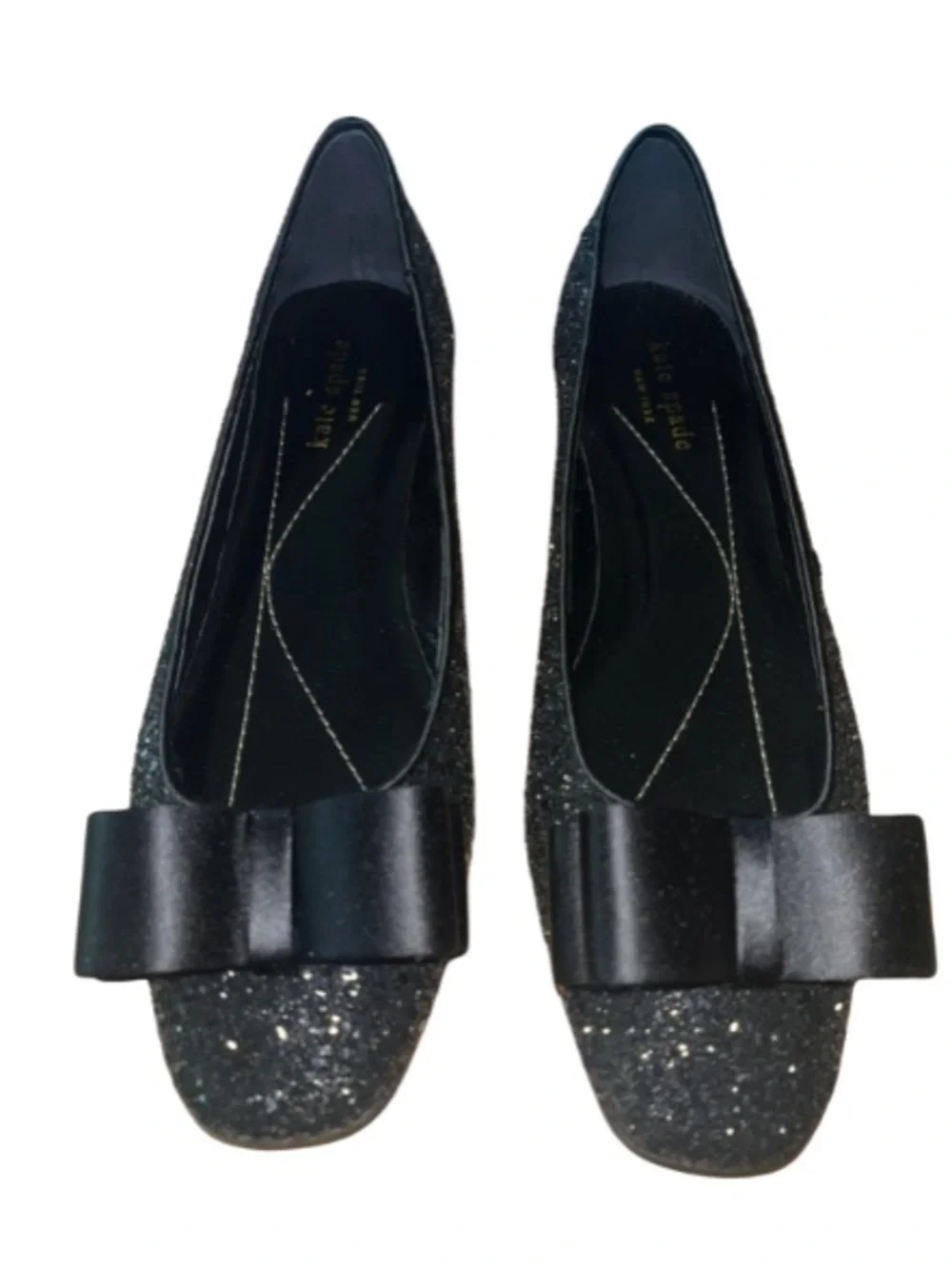 Kate Spade New York Sussex Glitter Bow Ballet Flats - Black Size 8.5B